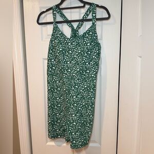 Old Navy Green and White Floral Activewear Romper